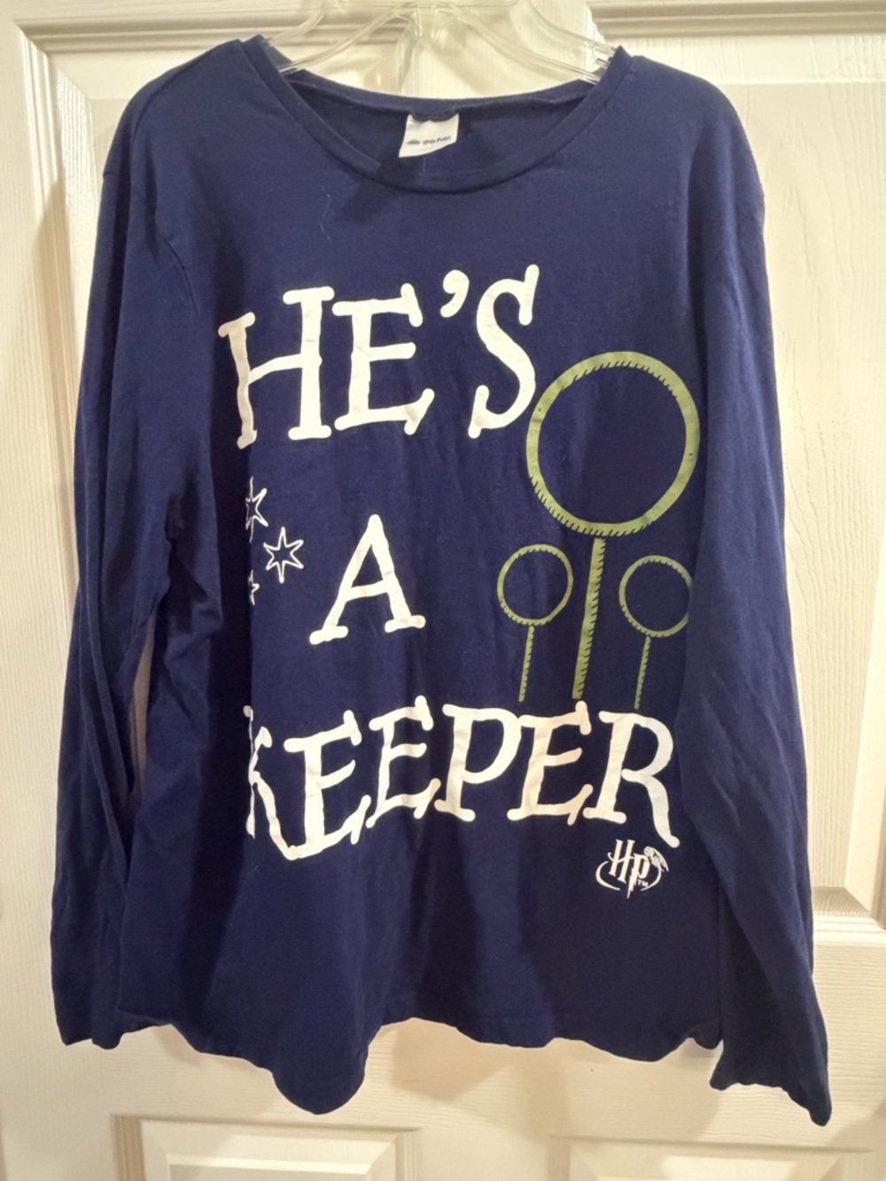 Navy Long-Sleeve Graphic Tee - "He's A Keeper"